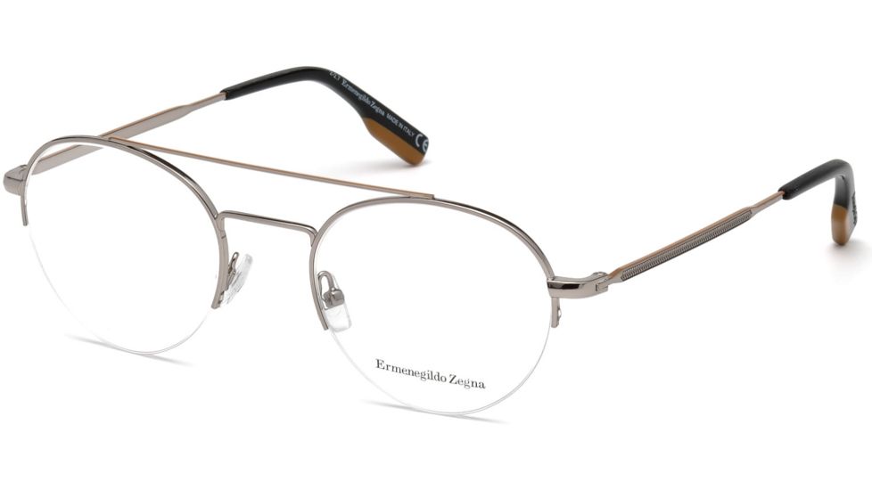 Ermenegildo Zegna EZ5131 Eyeglass Frames - Shiny Light Ruthenium Frame Color, Shiny Light Ruthenium Lens Color