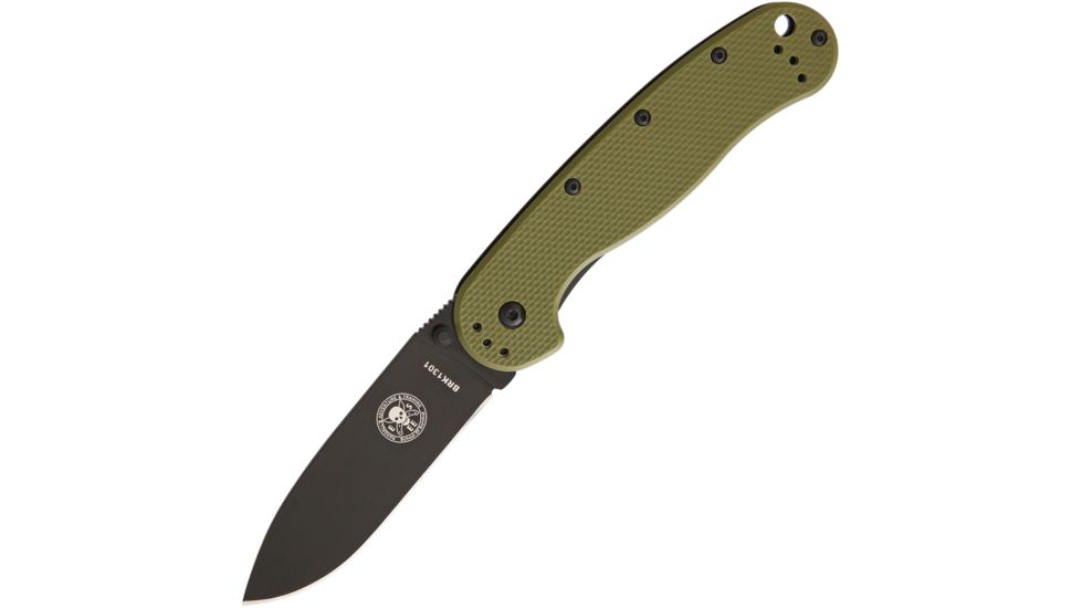 Esee Avispa Framelock OD/Black D2 Folding Knife,3.5in,D2 Tool Steel,Standard Edge,Black EDP Coated,OD Green,GRN Handle BRK1302ODB