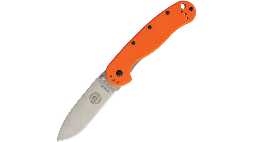Esee Avispa Framelock Orange Folding Knife, 3.5 stonewash finish AUS-8 stainless blade, Orange textured G10 handle with stonewash finish s, BRK1301ORANGE SATIN BLADE