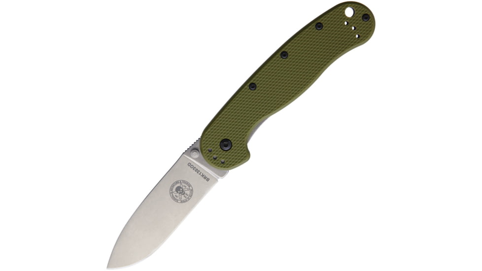 Esee Avispa Framelock SK5 OD Folding Knife, 3.5 stonewash finish SK5 carbon steel blade, OD green textured polymer handle with stonewash fi, BRK1303OD SK5 BLADE OD GREEN H