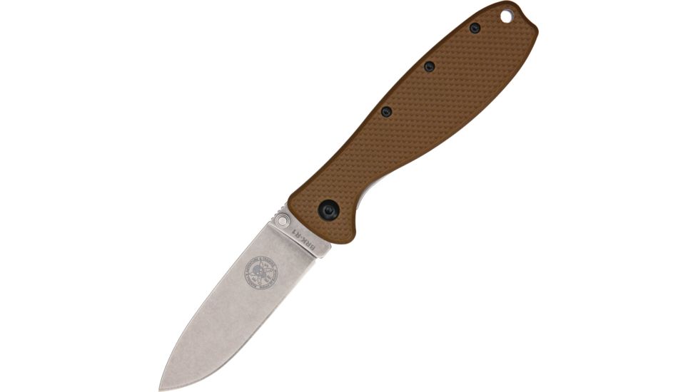 ESEE BRK Zancudo Framelock Folding Knife,3in,AUS-8A stainless blade,Coyote Brown/Stonewash Glass Filled Nylon Front Handle BRKR1CB