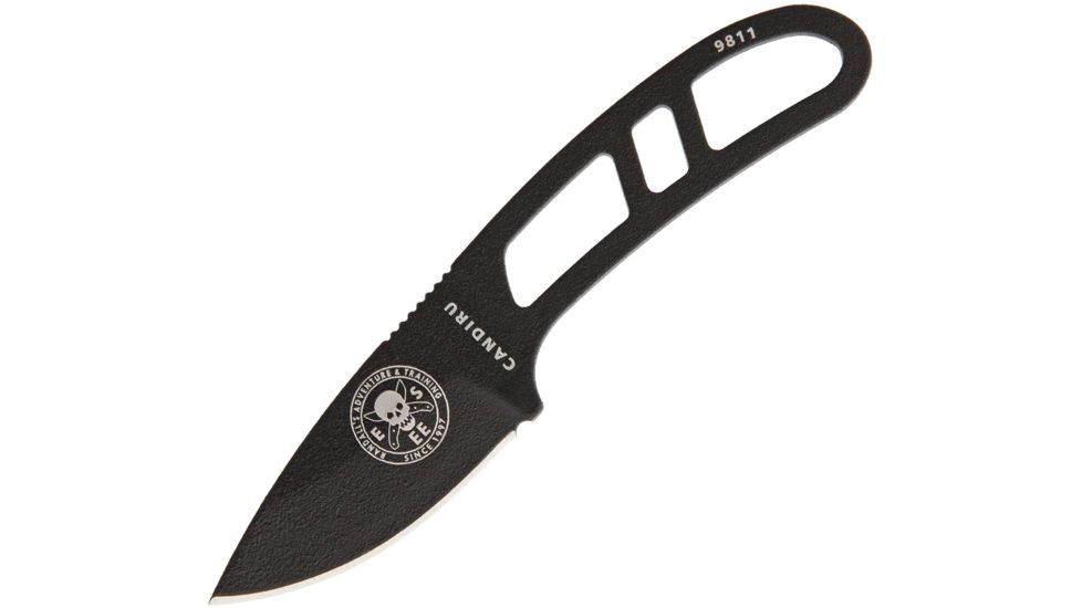 Esee Candiru Fixed Blade Knife w/Kit,2in,Black Powder Coated,1095 Carbon Steel Blade,Skeletonized Handle, CAN-B-KIT