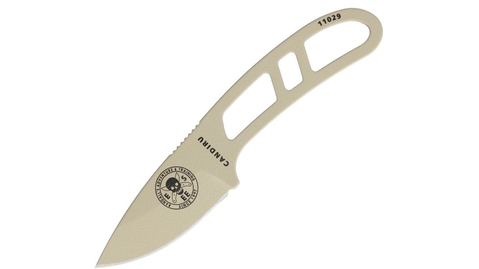 Esee Candiru Fixed Blade Knife w/Kit,2in,Drop Point,Desert Tan,1095 Carbon Steel,Skeletonized Handle, CAN-DT-KIT