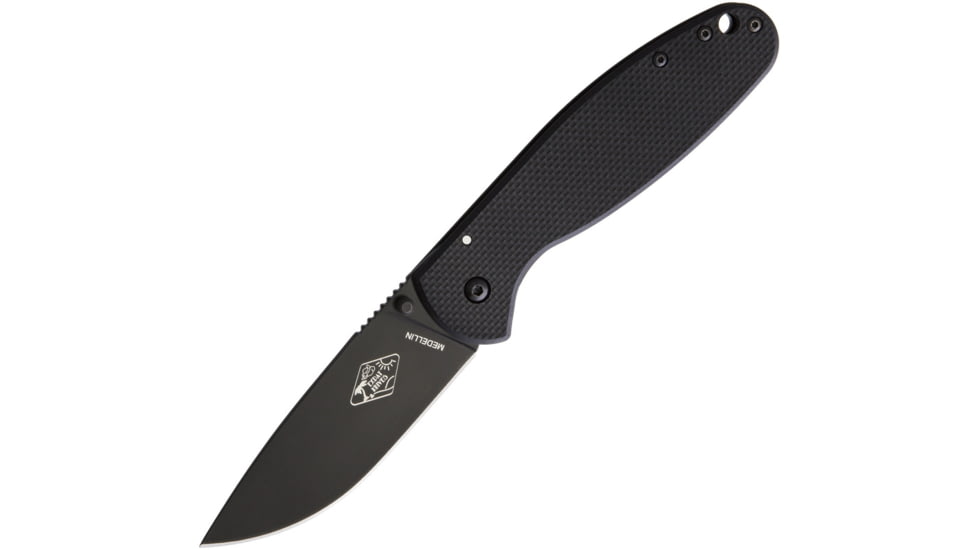 Esee Expat Medellin Framelock Folding Knife, 3.5in Black Aus-8 SS Drop Point, Thumb Stud, Pocket Clip, Black G10 Front Handle With Black SS Back Handle, MEDELLIN-01B