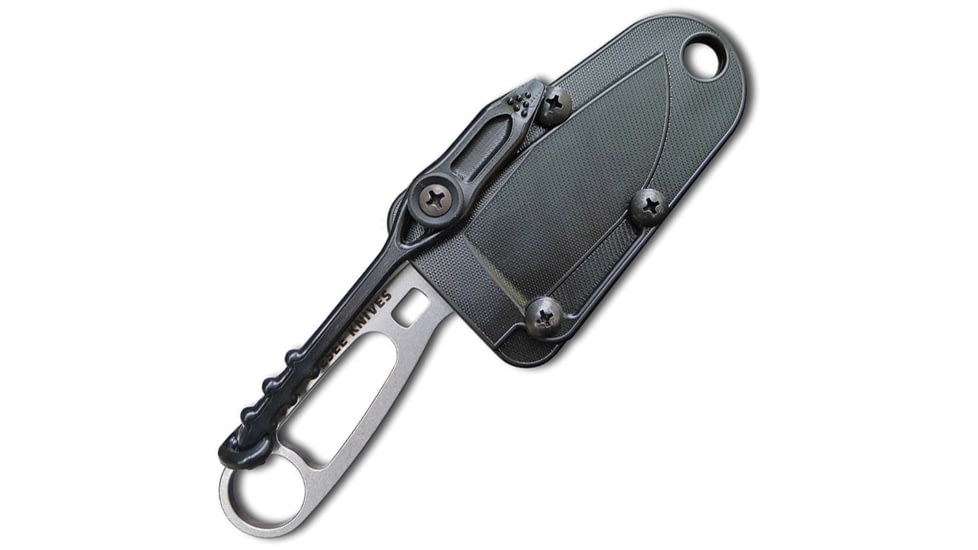 Esee Imlay Rescue Folding Knife, 2.25in Stonewash Partially Serrated 440C SS Blade, One-Piece Construction, Finger Ring, Sheath Includes Retention Strap, Black Nylon Sheath, IMLAY