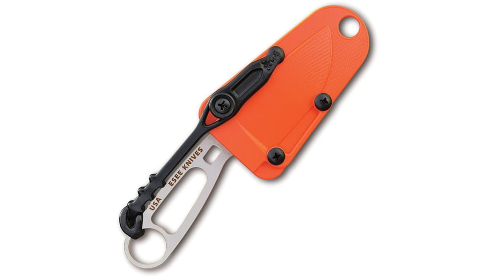 Esee Imlay Rescue Knife Orange Knife, 6in Overall, 2.25in SW Partially Serrated 440 SS Blade, One-Piece Construction, Finger Ring, Retention Strap, Orange Kydex Sheath, ESEE-IMLAY-OR
