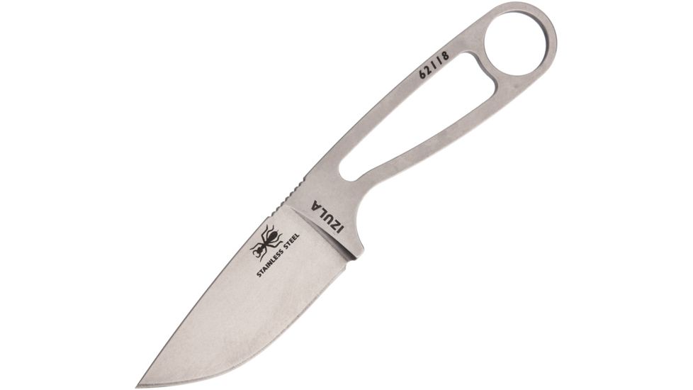 Esee Izula 440C Stainless Fixed Blade Knife, 2.5in, 440C Steel, Drop Point, Satin, Skeletonized Handle ESIZULASS