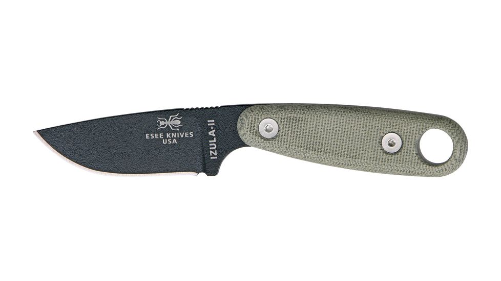Esee Izula II Black with Kit Fixed Blade Knife,cord,rings,firerod,whistle,hook,hardware,card ESIZ2BKIT