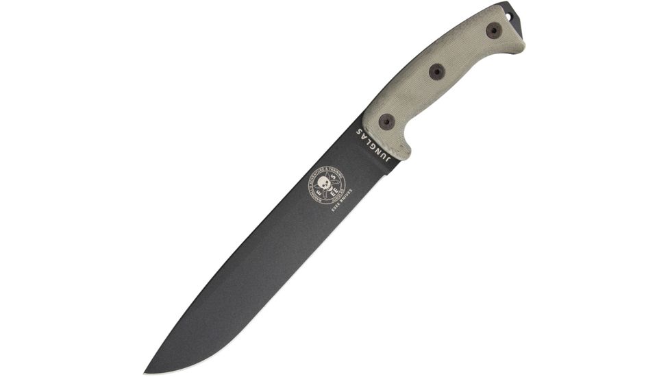 Esee Junglas Tactical Fixed Blade Knife, 10.5in, 1095 Carbon Steel, Canvas Micarta Handle ESJUNGLASTG