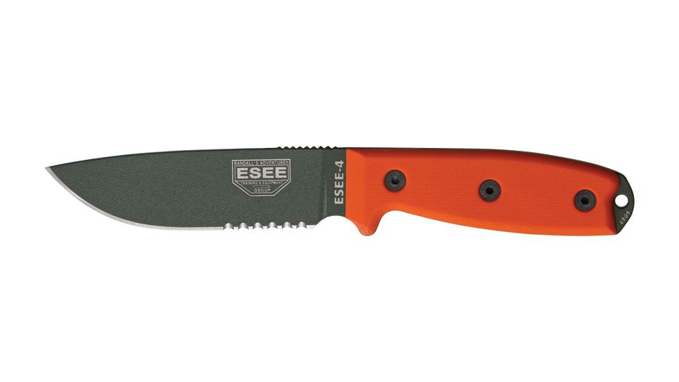 Esee Mdl 4 Part Srtd Fxd Blde Knife, 4.5in, Srtd, Orange G10 Hdl RC4SOD