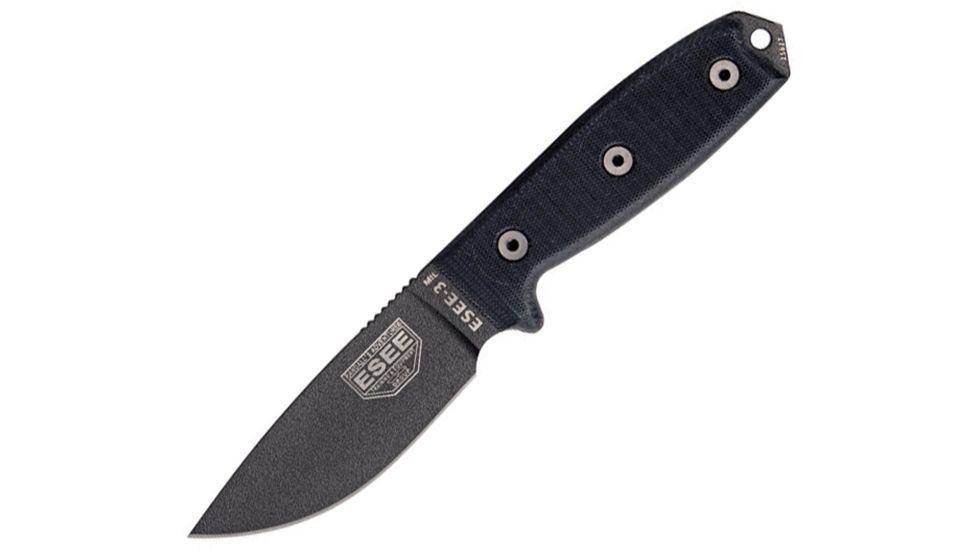 ESEE Model 3 Black G-10 Plain Edge ES3MILPBLK