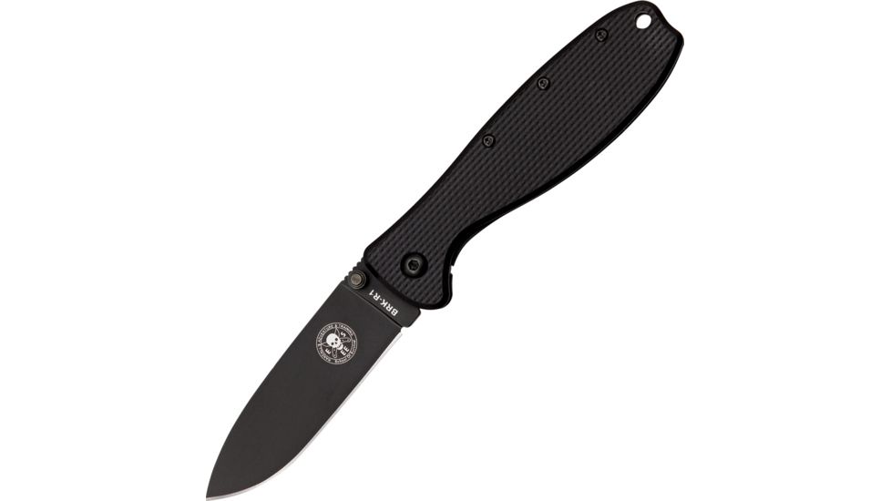 Esee Zancudo Framelock Black D2 Folding Knife,3in,D2 Tool Steel,Standard Edge,Black EDP Coated,Black,GRN Handle BRKR2B