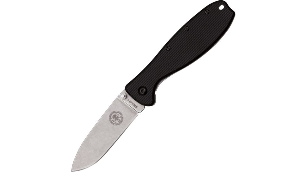 Esee Zancudo Framelock Black D2 Folding Knife,3in,D2 Tool Steel,Standard Edge,Stonewash,Black,GRN Handle BRKR2