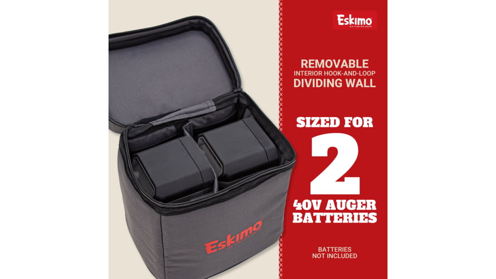 Eskimo Battery Bag, Interior Pockets, 2 Batteries, Gray, 46080