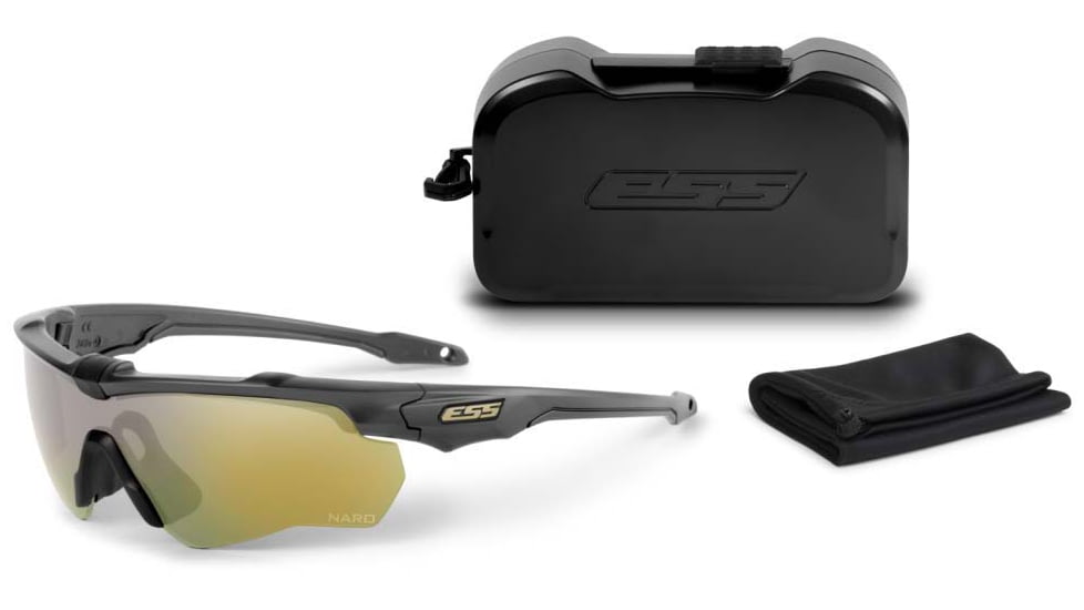 ESS Craftsman CrossBladeNARO Sunglasses, Carbon Gray Frame, Mirrored Brass Lens, Medium/Small, EE9034-21