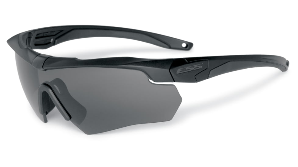 ESS Crossbow 2X Eyeshields Shooting Safety Glasses, Black Frame, Clear/Smoke Lenses 740-0504