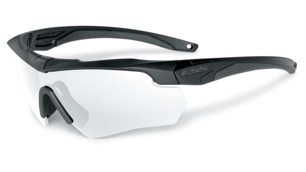 ESS Crossbow 2X Eyeshields Shooting Safety Glasses, Black Frame, Clear/Smoke Lenses 740-0504