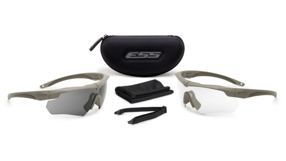 ESS Crossbow 2X Eyeshields Shooting Safety Glasses, Coyote Brown Frame 740-0463