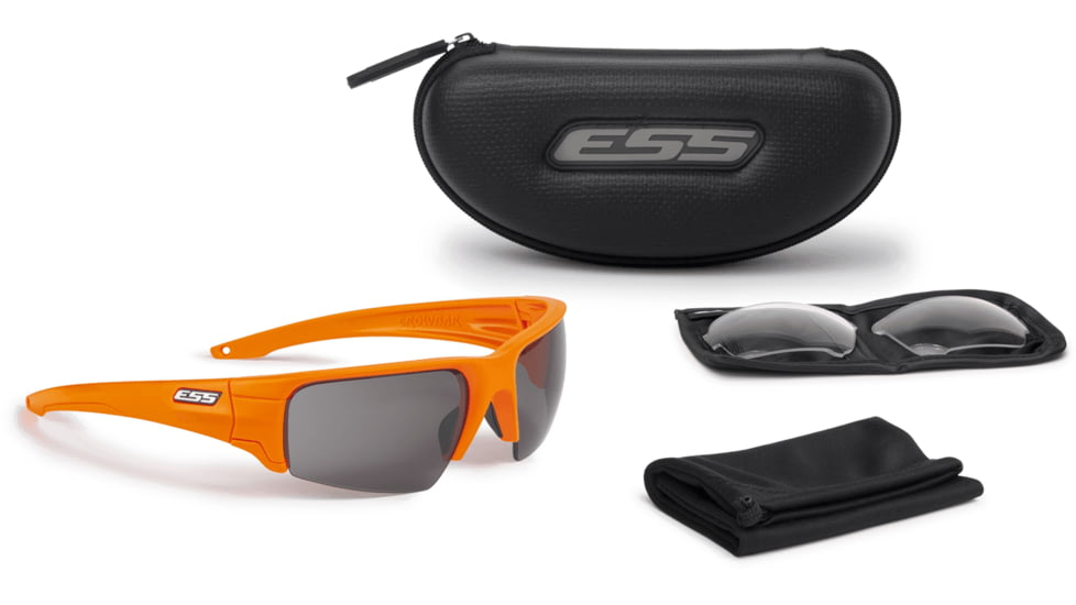 ESS Crowbar Tactical Sunglasses, Hi-Vis Orange Frame, Clear/Smoke Lens, Silver Logo, EE9019-18