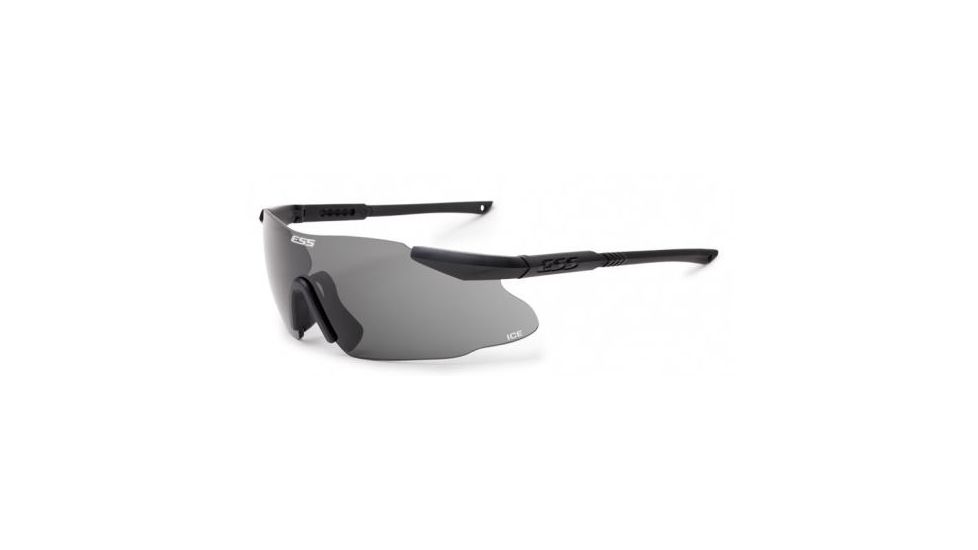 ESS ICE ONE Ballistic Eyeshield Kit,Black Frame,Nosepiece,Smoke Gray Lens,Pouch 740-0440