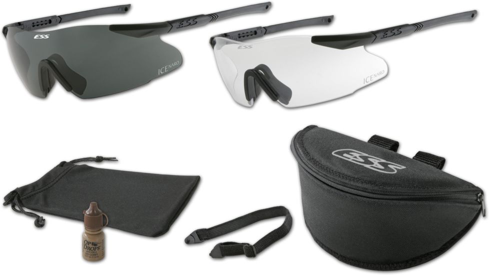 ESS ICE 2.4 Interchangeable Component Eyeshield Safety Glasses 2-Lens Kit - 6in. temples 740-0003