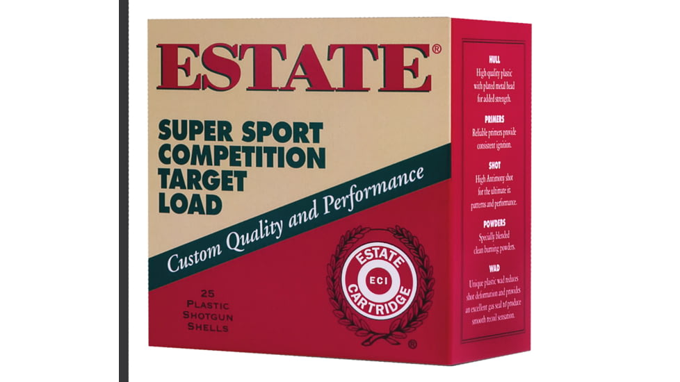 Estate Cartridge Super Sport Competition Target 12 Gauge 1 oz 2.75in Shotgun Ammo, Size 7.5, 200 Rounds, SS12XH110075WM
