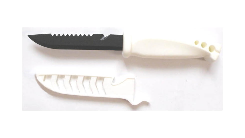 Evolution Bait Knife 4 in Wht Handle Blk Blade Wht Cover, EV-BK4-WHT