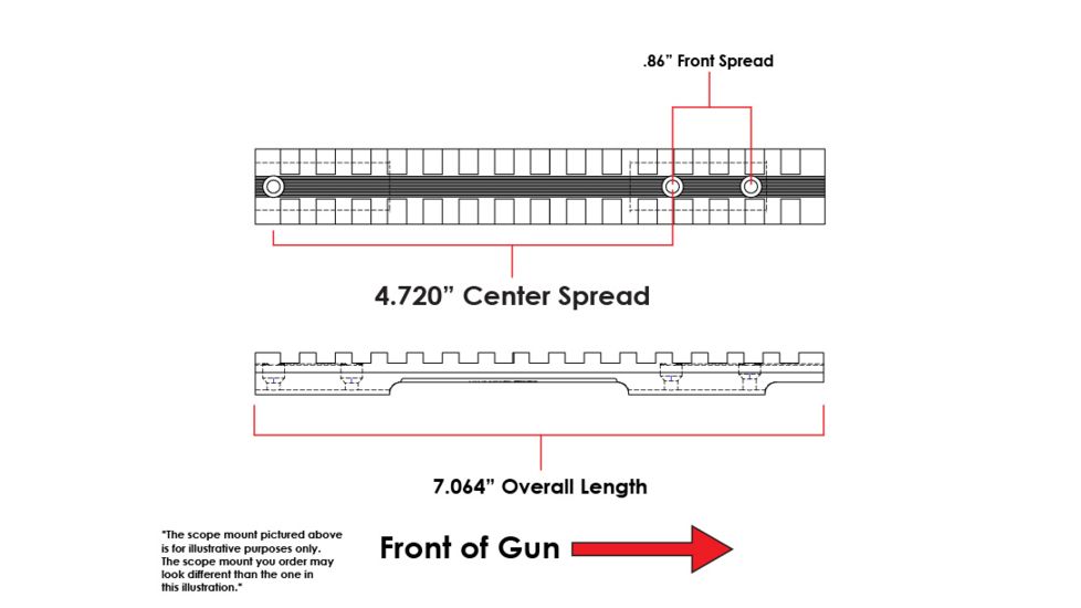Evolution Gun Works Browning BBR Long Action Picatinny Rail Scope Mount 0 MOA, 7.064 in, Aluminum, Matte Black, 43800