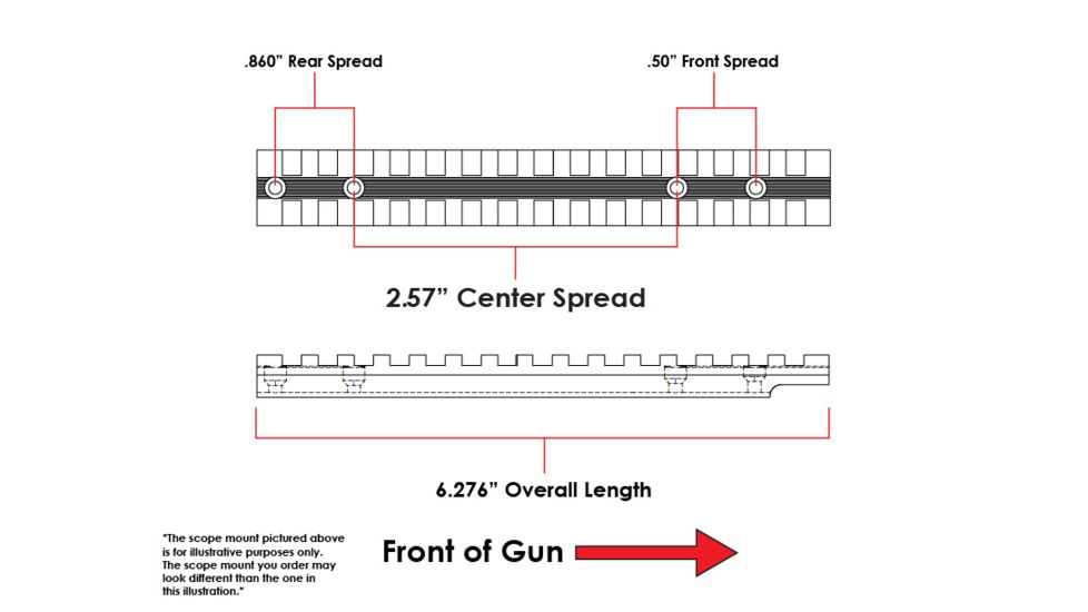 Evolution Gun Works Ruger 10/22 Picatinny Rail Scope Mount, 20 MOA, 6.276 in Aluminum, Silver Anodized, 46112