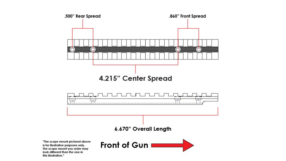 Evolution Gun Works Ruger M-77 Long Action Picatinny Rail Mount 0 MOA, 6.670 in, Aluminum, Matte Black, 46120