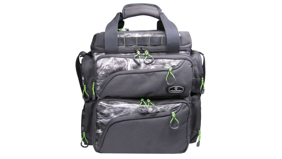 Evolution Outdoor Large Mouth Double Decker Tackle Backpack, Mossy Oak Elements / Grey / White / Green, 14in x 12in x 14.75in, 31021-EV