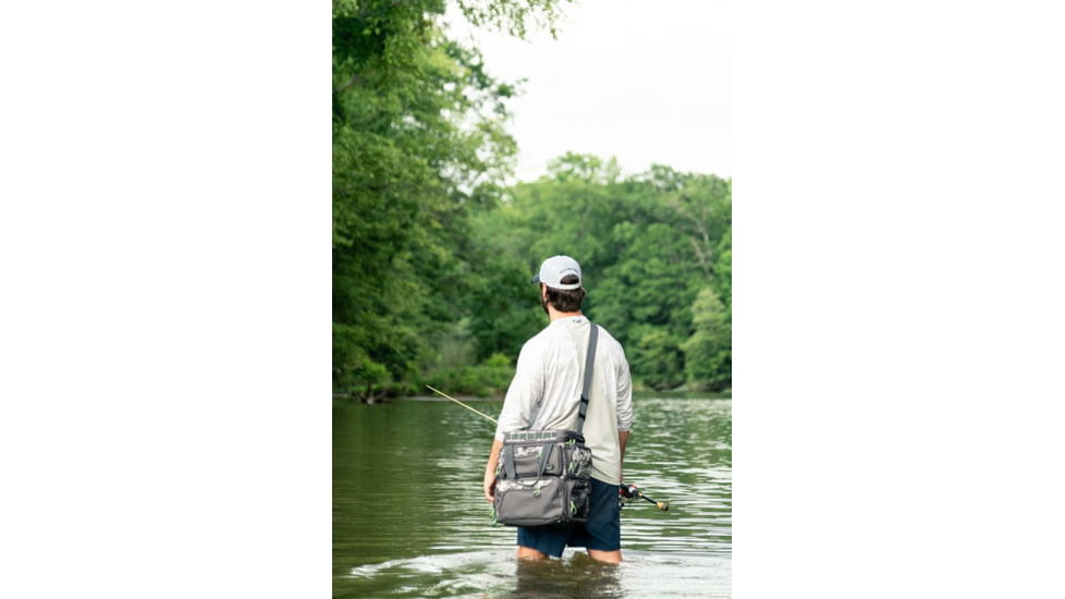 Evolution Outdoor Large Mouth Double Decker Tackle Backpack, Mossy Oak Elements / Grey / White / Green, 14in x 12in x 14.75in, 31021-EV
