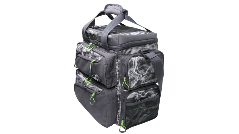Evolution Outdoor Large Mouth Double Decker Tackle Backpack, Mossy Oak Elements / Grey / White / Green, 14in x 12in x 14.75in, 31021-EV