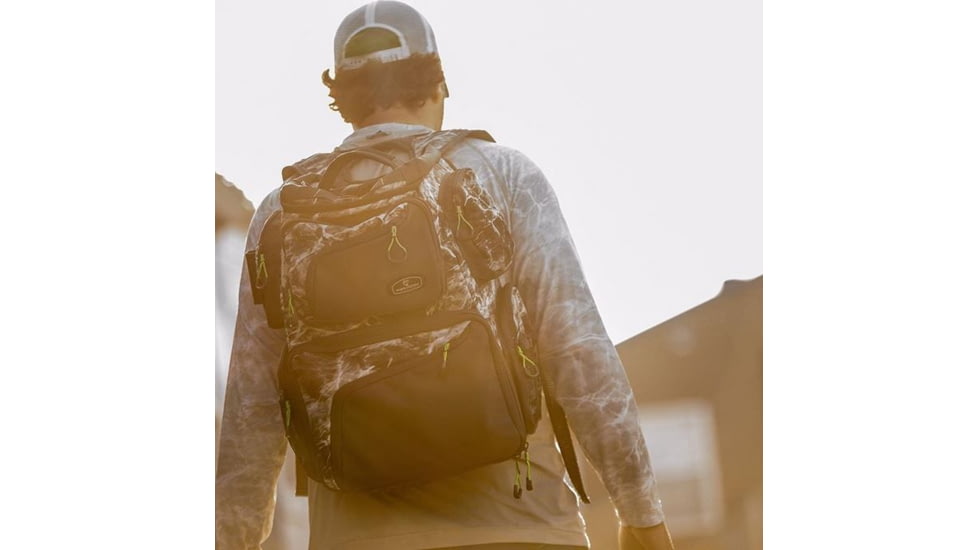 Evolution Outdoor Large Mouth Double Decker Tackle Backpack, Mossy Oak Elements / Grey / White / Green, 18in x 16in x 7.5in, 34002-EV