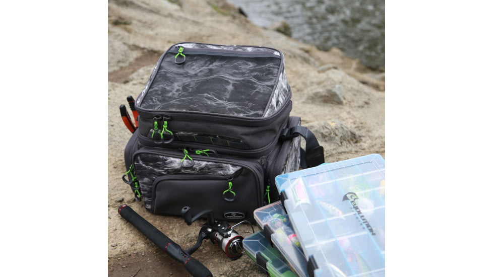 Evolution Outdoor Large Mouth Pro Performance Tackle Bag, Mossy Oak Elements / Grey / White / Green, 13.5in x 16in x 11.50in, 31020-EV