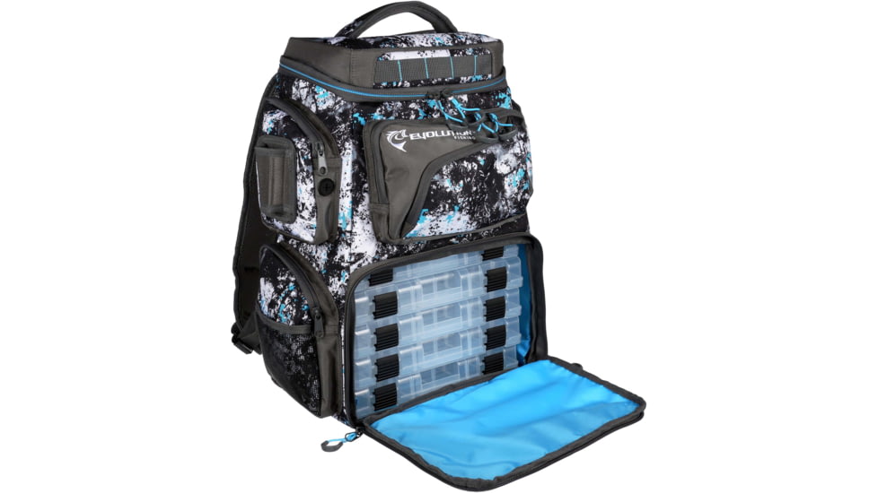 Evolution Outdoor Largemouth 3600 Tackle Backpack, Includes 3 Trays, Quartz Blue, 34010-EV