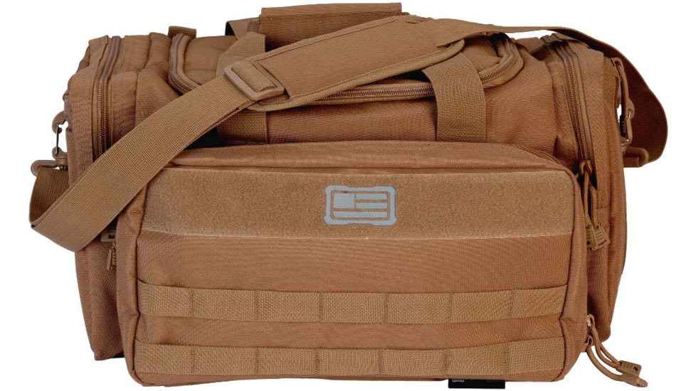 Evolution Outdoor Range Bag, Polyester, MOLLE Webbing, Hook and Loop Panel, Large Main Compartment with Multiple Exterior Zipper Compartments, Coyote