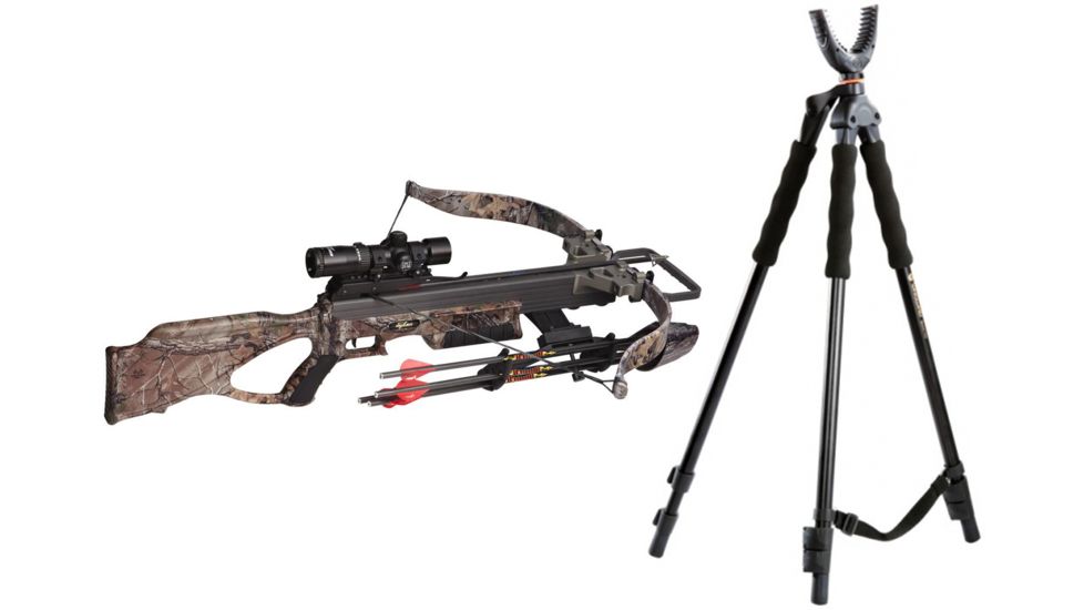 Excalibur Crossbow Matrix 355 Crossbow, w/Tact-Zone Scope RT Xtra, 3500 W/ Vanguard Quest Tripod