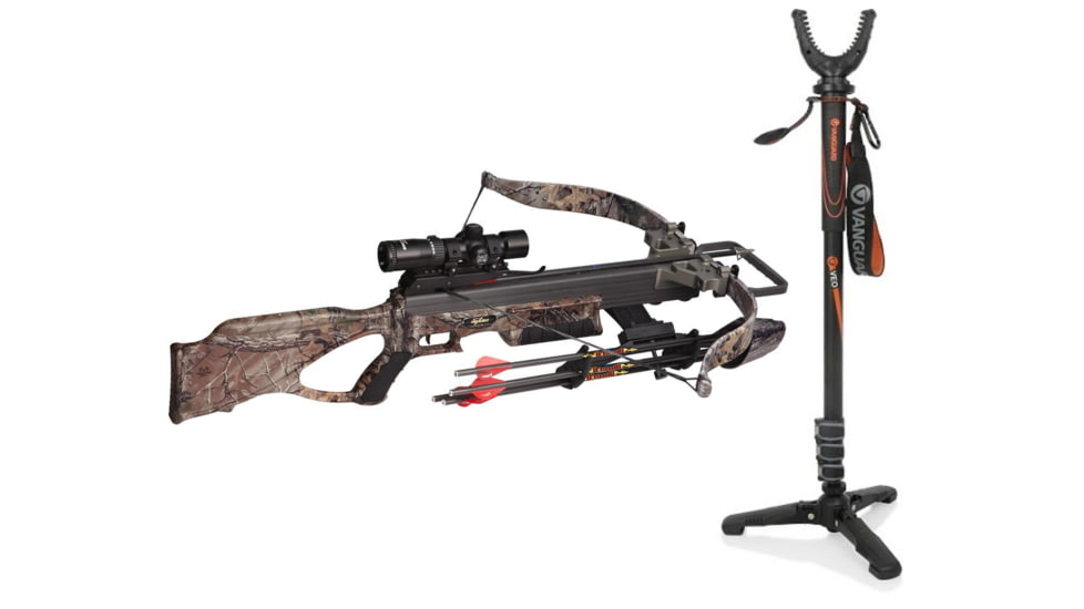 Excalibur Crossbow Matrix 355 Crossbow, w/Tact-Zone Scope RT Xtra, 3500 W/ Vanguard Veo Shooting Stick