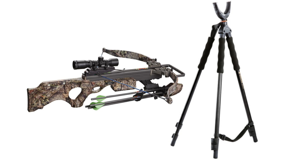 Excalibur Crossbow Matrix Sapphire, Crossbow Mossy Oak Country Pkg, 6860 W/ Vanguard Quest Tripod