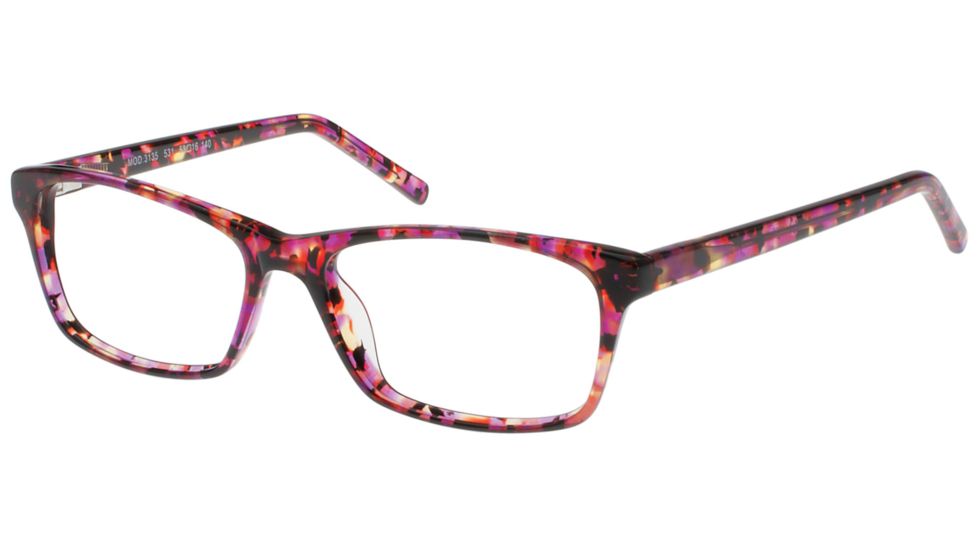 Exces 3135 Single Vision Prescription Eyeglasses, Rose-Wine Mottle Frame, EX3135531SV