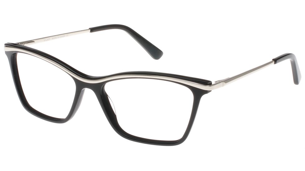 Exces 3138 Progressive Prescription Eyeglasses, Black/Silver Frame, EX3138101PR