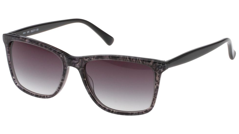 Exces Ava Bifocal Prescription Sunglasses, Black/Grey Green Animal Frame, EXAVA636BI