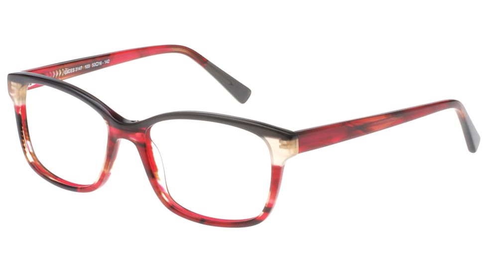 Exces 3147 Eyeglasses, Women's, Black-Crystal-Red, 53-16-142, EX3147103