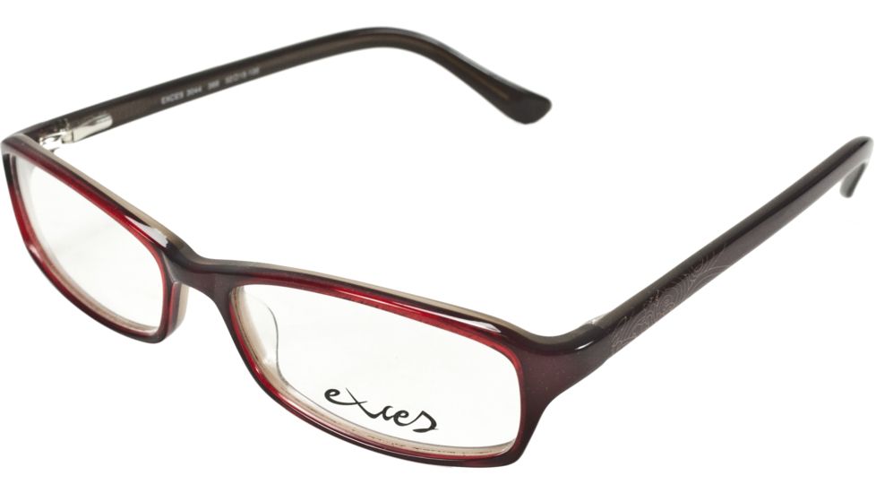 Exces Eyeglass Frames 3044, Burgundy Frame w/Non-Rx Lenses