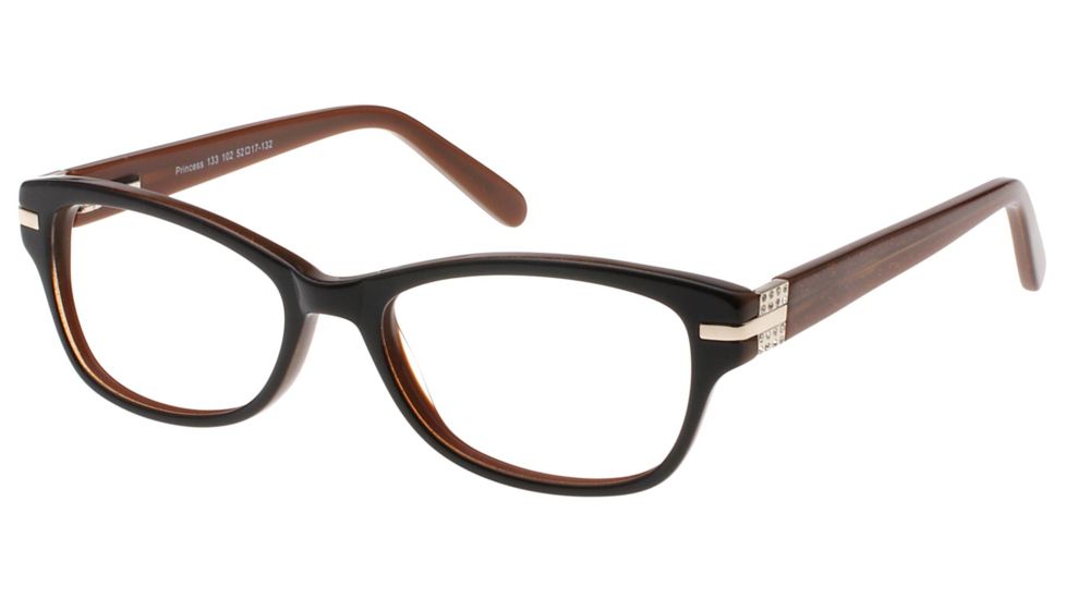Exces Princess 133 Single Vision Prescription Eyeglasses, Brown/Cognac/Gold Frame, EXP131102SV