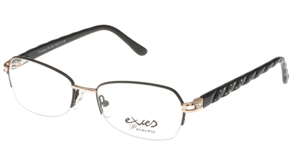 Exces Princess 134 Single Vision Prescription Eyeglasses, Black/Gold Frame, EXP134201SV