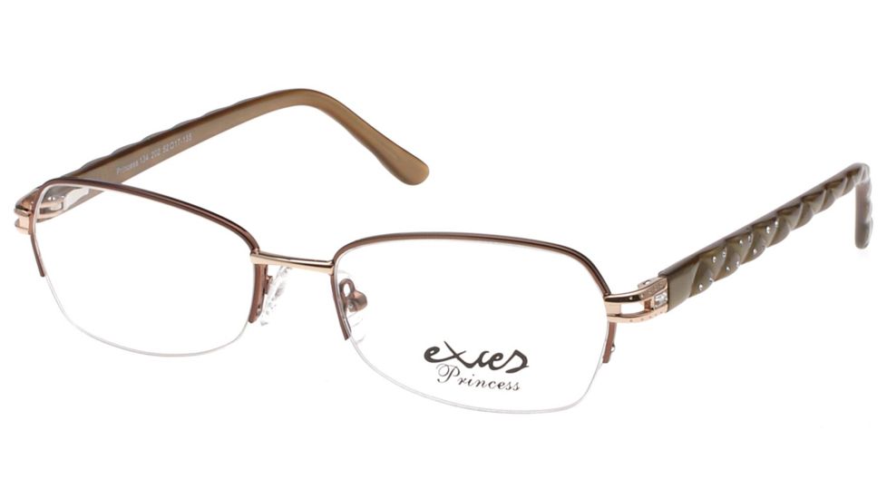Exces Princess 134 Single Vision Prescription Eyeglasses, Brown/Gold Frame, EXP143202SV