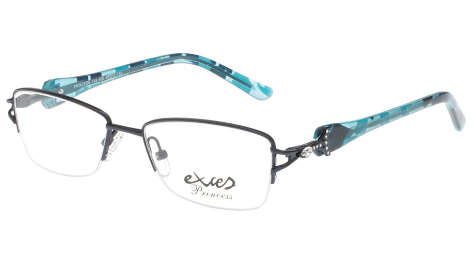 Exces Princess 144 Bifocal Prescription Eyeglasses, Blue/Aqua/Crystal Frame, EXP144405BI