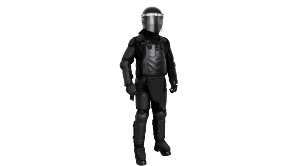 ExecDefense USA TURBO-X Riot Suit, Black &amp; Dark Navy Blue, Universal Size, TURBO-X